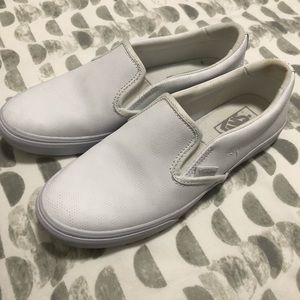 White leather van slip on sneakers